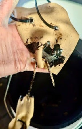 BBT: Fails, however it took longer to slip out of the holes than the other sinew failure samples (approximately 10s).